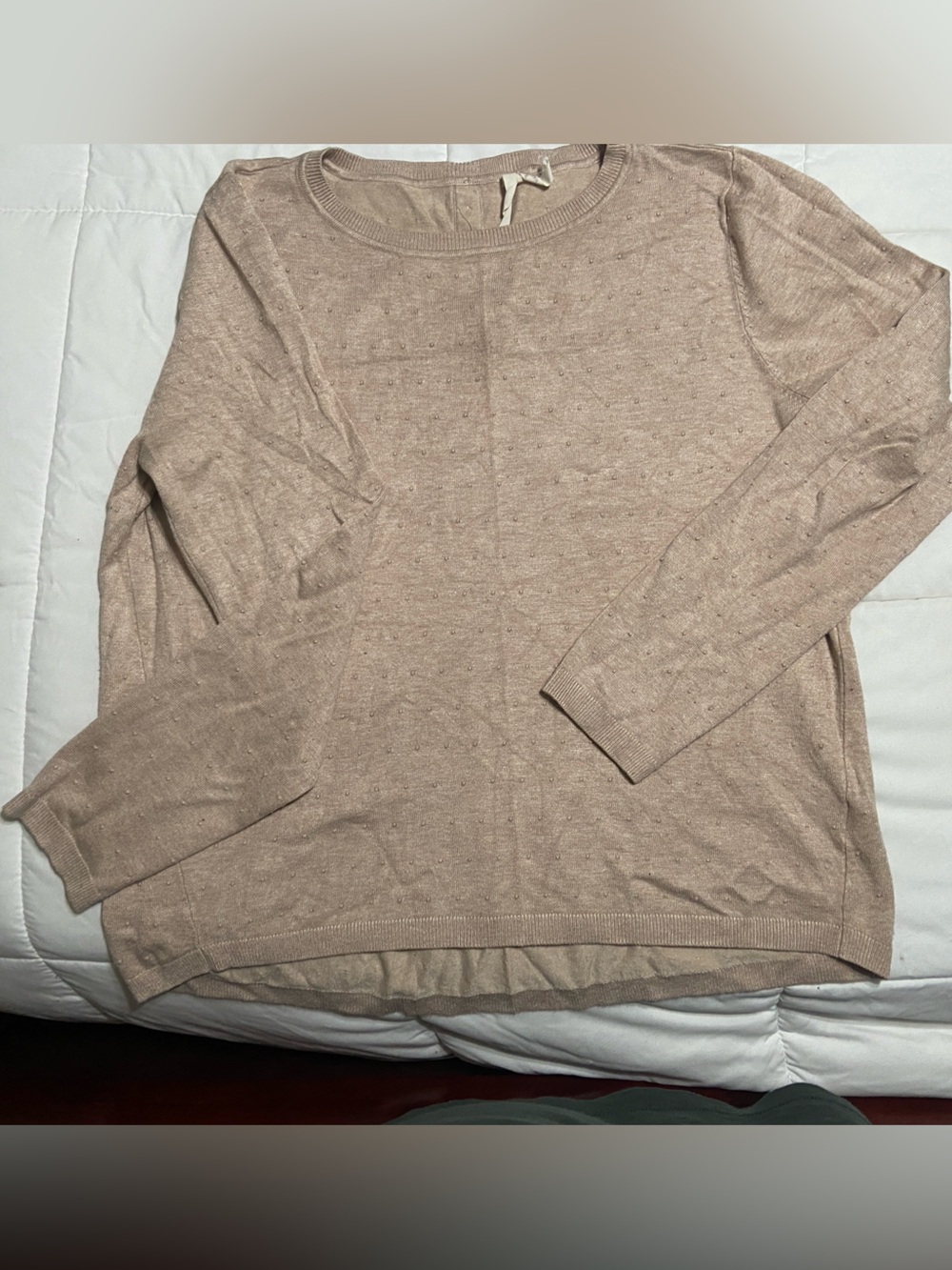 TeeBerry & Weave Dot Stitch Crewneck Sweater Tan Lightweight Long Sleeve XL